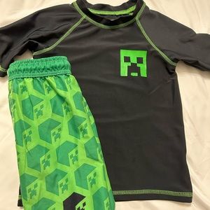 Minecraft Rashguard and Swim trunks